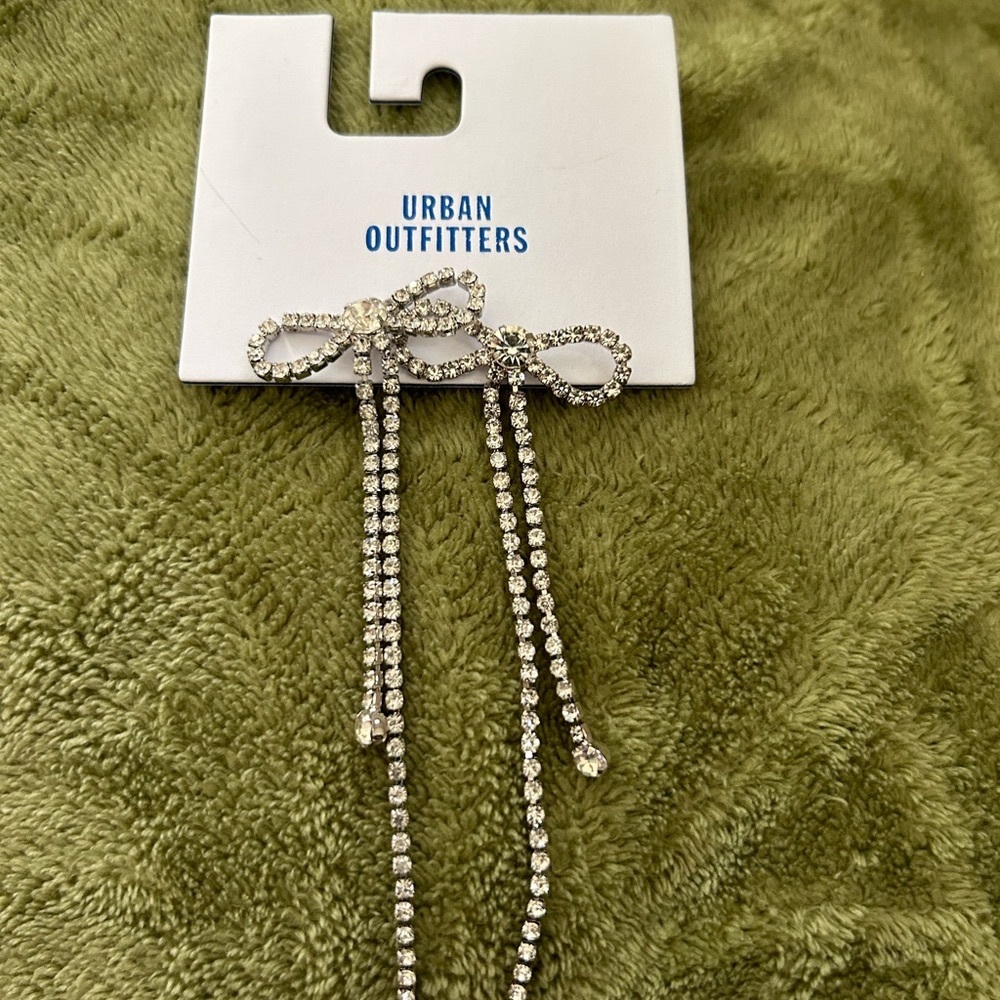 Urban Outfitters Rhinestone Bow Earrings - Picture 2 of 3